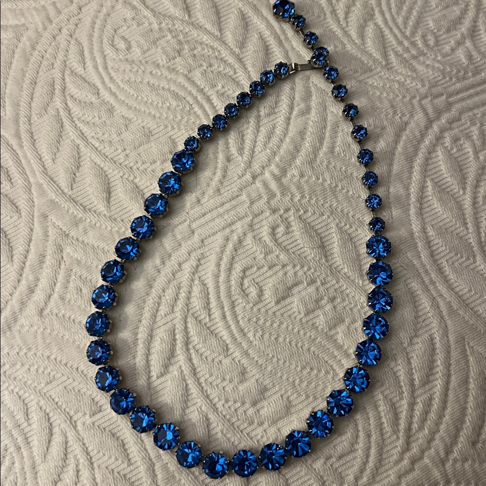 ALBERT WEISS Bright Blue Austrian Crystal Choker Necklace - Picture 12 of 12